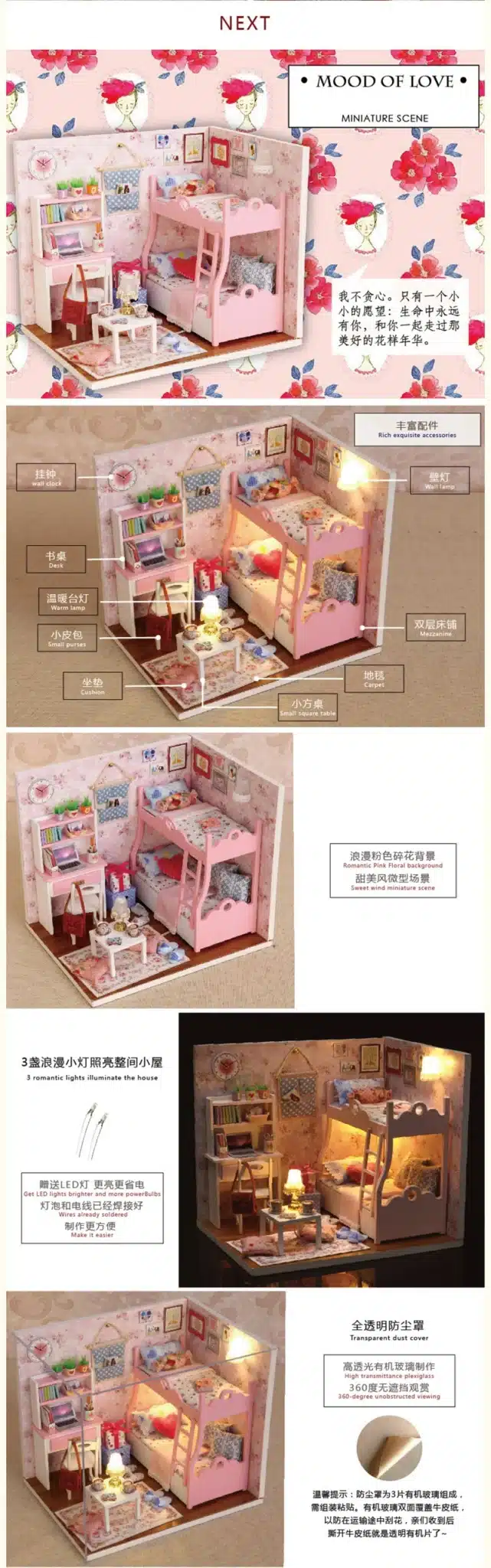 Diy doll house pattern time girl manual creative model manually building toy for her birthday 9