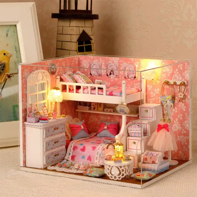2017 Handmade Doll House Furniture Miniatura Diy Doll Houses Miniature Dollhouse Wooden Toys For Children Grownups Birthday Gif 10