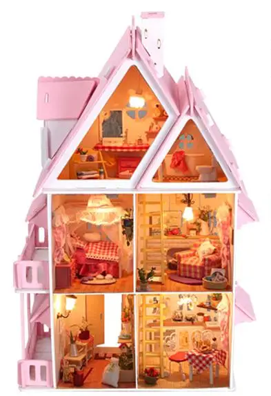BOHS Diy Wooden Doll House Sun Alice Birthday Gift Presents Large Villa Manual Building Model Dioramas 10