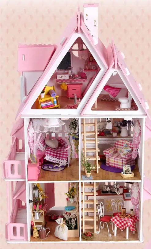 BOHS Diy Wooden Doll House Sun Alice Birthday Gift Presents Large Villa Manual Building Model Dioramas 11
