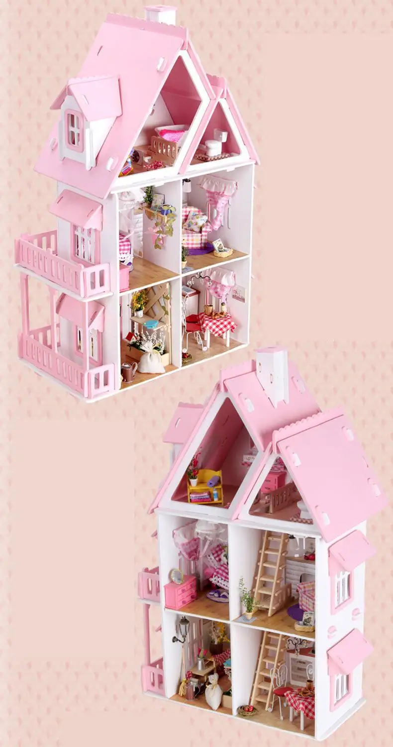 BOHS Diy Wooden Doll House Sun Alice Birthday Gift Presents Large Villa Manual Building Model Dioramas 12