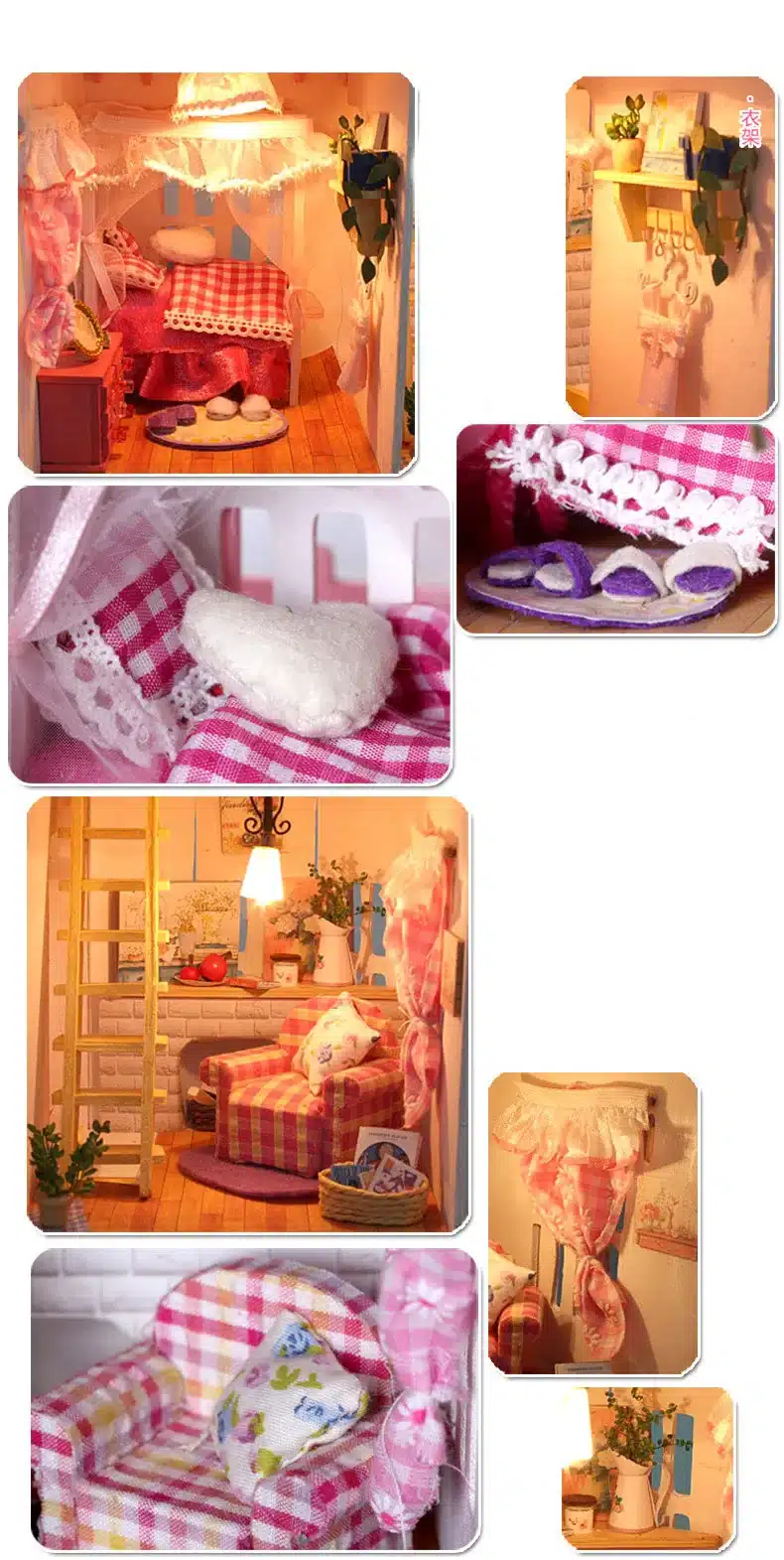 BOHS Diy Wooden Doll House Sun Alice Birthday Gift Presents Large Villa Manual Building Model Dioramas 16