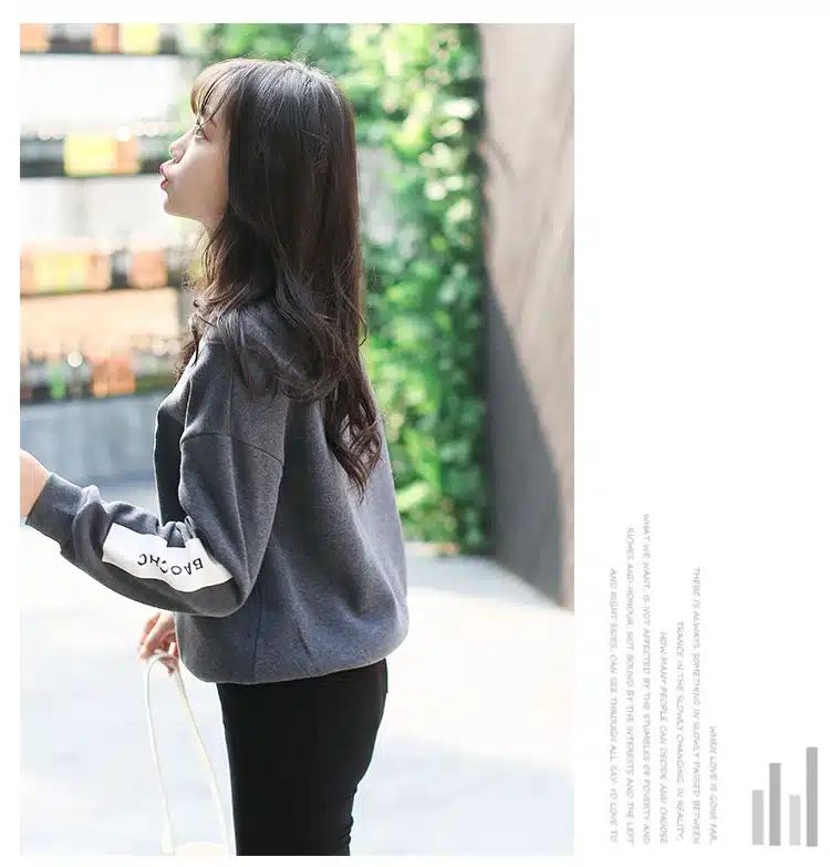 Korean Pop Autumn Harajuku Bird Letter Printed Hoodies Women Loose Round Neck Fleece Tracksuits Pullover Cool Sweatshirt Female 16