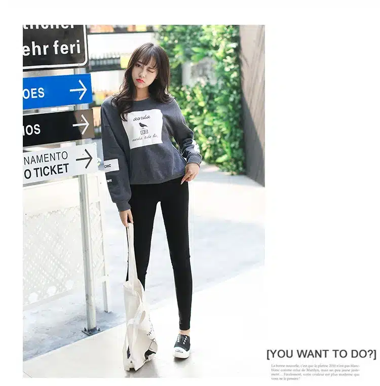 Korean Pop Autumn Harajuku Bird Letter Printed Hoodies Women Loose Round Neck Fleece Tracksuits Pullover Cool Sweatshirt Female 18