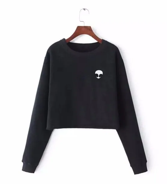 ET Aliens Printing Hoodies Sweatshirts harajuku Crew neck Sweats Women Clothing Feminina Loose Short Fleece Jumper Sweats Warm 5