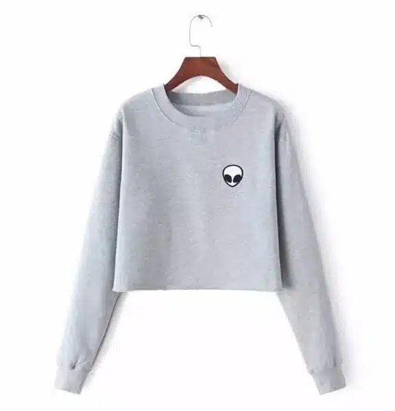 ET Aliens Printing Hoodies Sweatshirts harajuku Crew neck Sweats Women Clothing Feminina Loose Short Fleece Jumper Sweats Warm 6