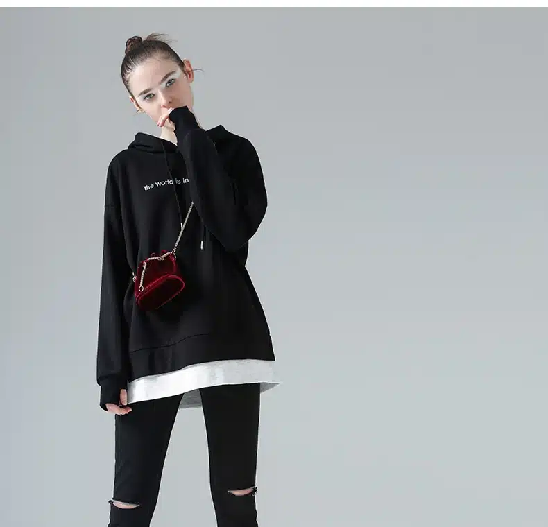 Toyouth Sweatshirts 2017 Spring New Women Character Embroidery Fake Two Pieces Long Sleeve Loose Pullovers Hoodie 14