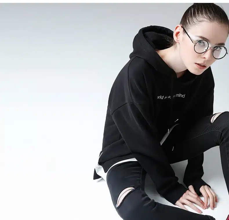 Toyouth Sweatshirts 2017 Spring New Women Character Embroidery Fake Two Pieces Long Sleeve Loose Pullovers Hoodie 17