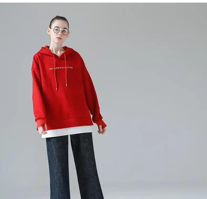 Toyouth Sweatshirts 2017 Spring New Women Character Embroidery Fake Two Pieces Long Sleeve Loose Pullovers Hoodie 39