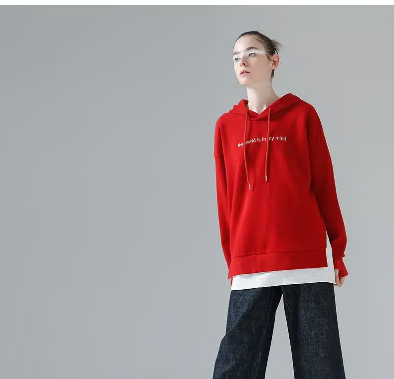 Toyouth Sweatshirts 2017 Spring New Women Character Embroidery Fake Two Pieces Long Sleeve Loose Pullovers Hoodie 45