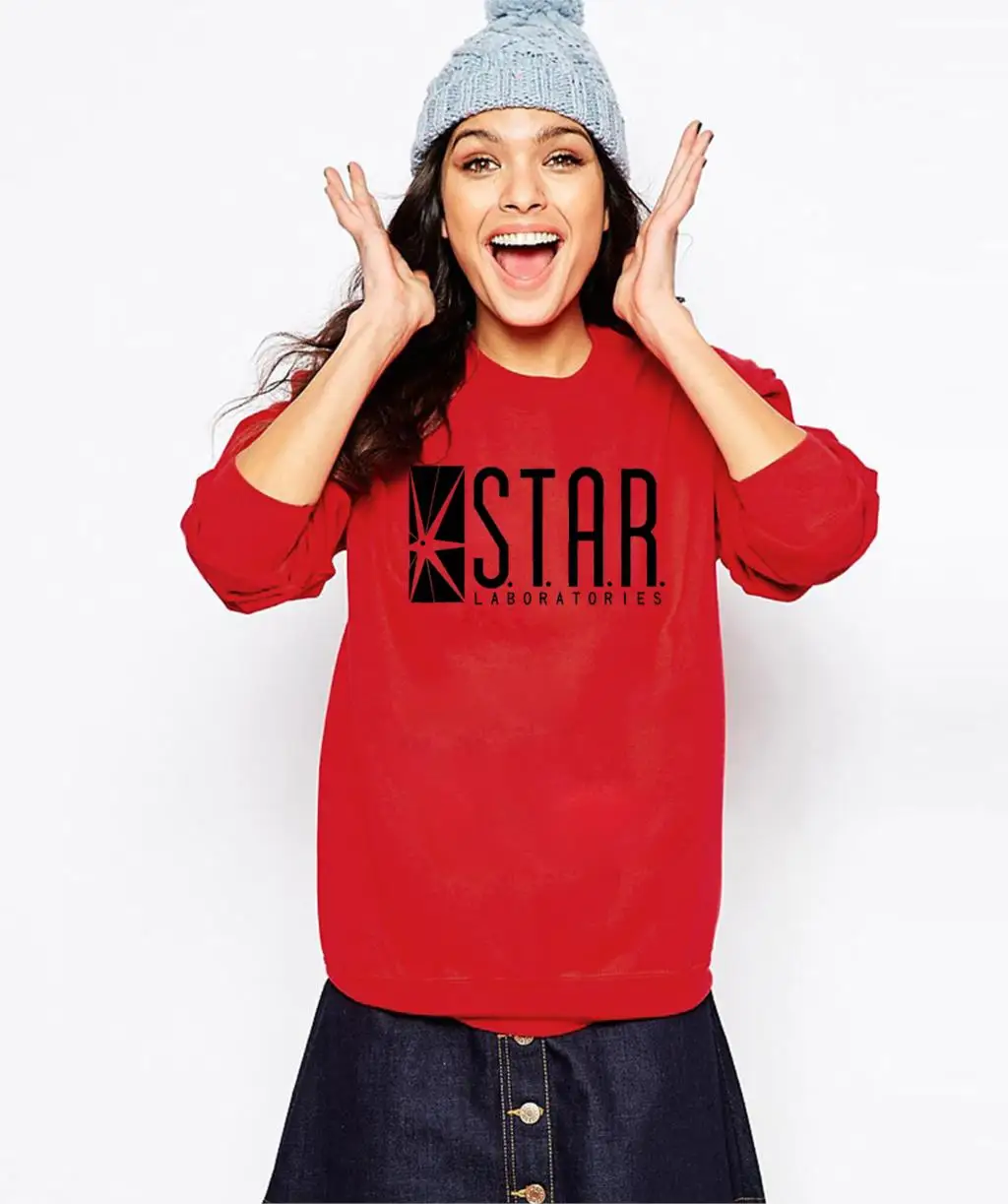 2016 New Fashion Autumn Funny American Drama The Flash Sweatshirt Star Laboratories Women Comic Books TV Star Labs Slim Hoodies 17