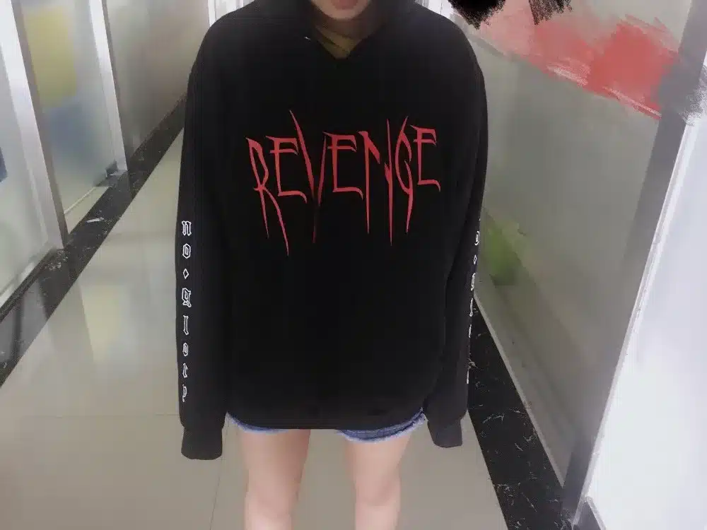 2017 autumn new sweatshirt hooded men and women casual sweatshirt Gothic alphabet REWENGE NO GLORY Hoodie Sweatshirt Black 7