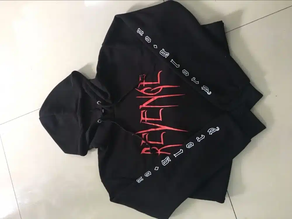 2017 autumn new sweatshirt hooded men and women casual sweatshirt Gothic alphabet REWENGE NO GLORY Hoodie Sweatshirt Black 10