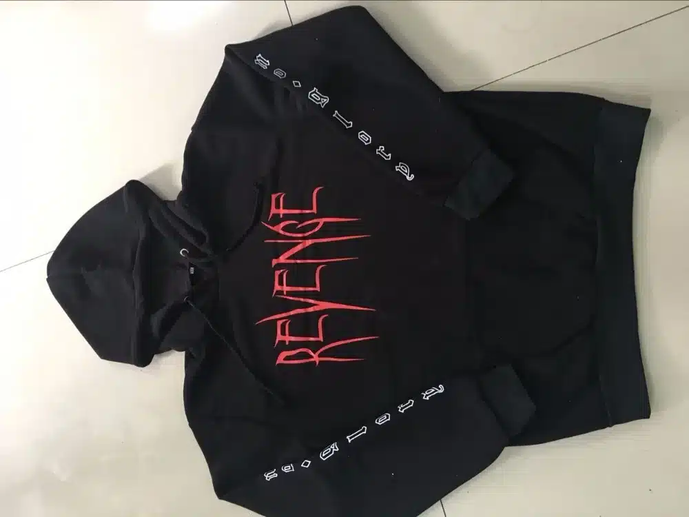 2017 autumn new sweatshirt hooded men and women casual sweatshirt Gothic alphabet REWENGE NO GLORY Hoodie Sweatshirt Black 11