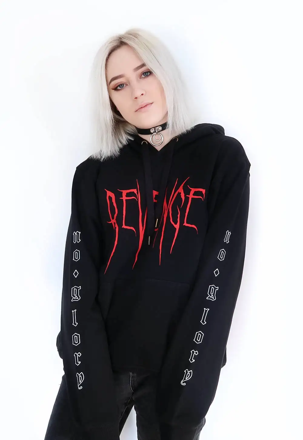2017 autumn new sweatshirt hooded men and women casual sweatshirt Gothic alphabet REWENGE NO GLORY Hoodie Sweatshirt Black 13