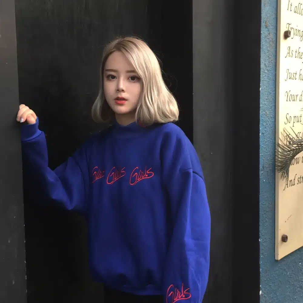 Fashion Women sweatshirts autumn winter 2017 korean style new pullover cute pink blue embroidery letter heart kawaii sweatshirt 13