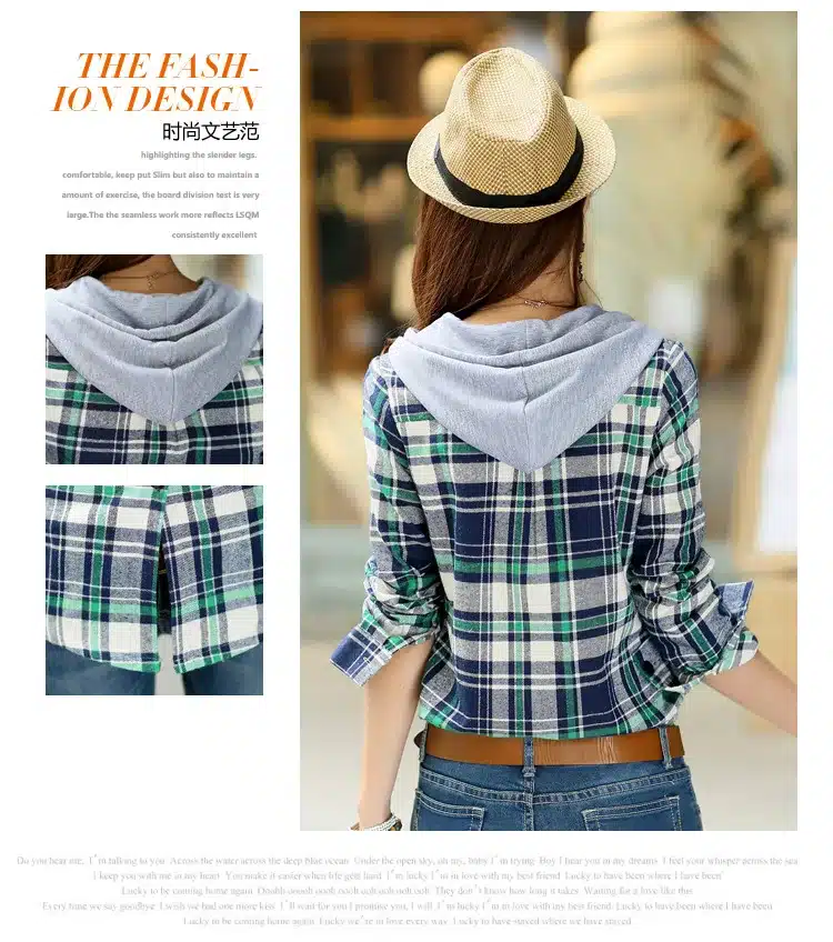 New Arrival 2017 Autumn Cotton Long Sleeve Red Checked Plaid Shirt Women Hoodie Casual Fit Blouse Plus Size Sweatshirt 9