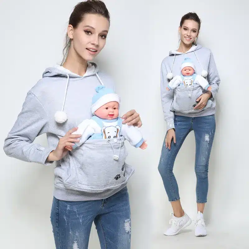 Drop shipping Women Cuddle Pouch Hoodies Mewgaroo Kangaroo Cat Pet Casual Blouse Pullovers Ears Sweatshirt Front Pocket Hoodie 12