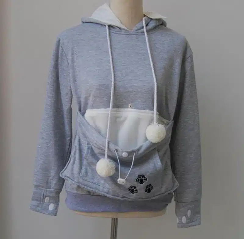 Drop shipping Women Cuddle Pouch Hoodies Mewgaroo Kangaroo Cat Pet Casual Blouse Pullovers Ears Sweatshirt Front Pocket Hoodie 14