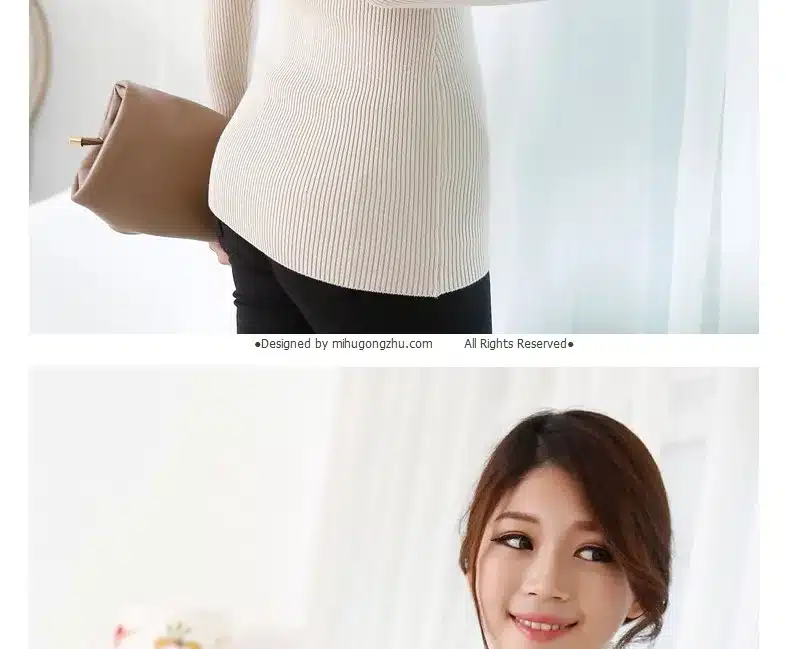 2017 women's slim medium-long turtleneck sweater thickening sweater knitting sweater pattern 16
