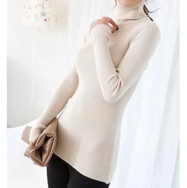 2017 women's slim medium-long turtleneck sweater thickening sweater knitting sweater pattern 17
