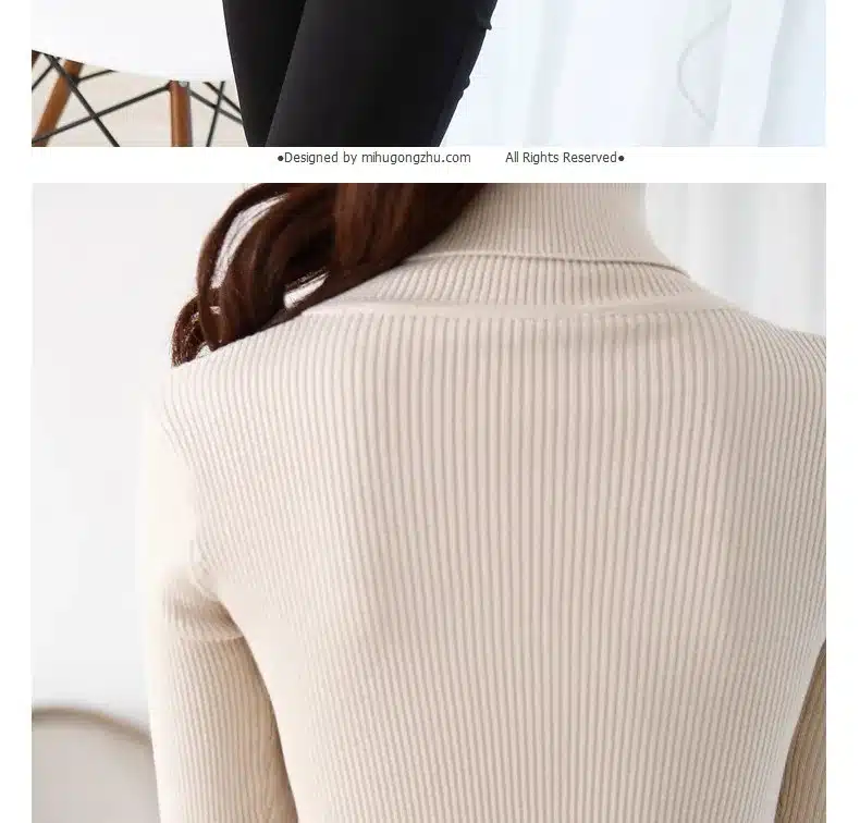 2017 women's slim medium-long turtleneck sweater thickening sweater knitting sweater pattern 18