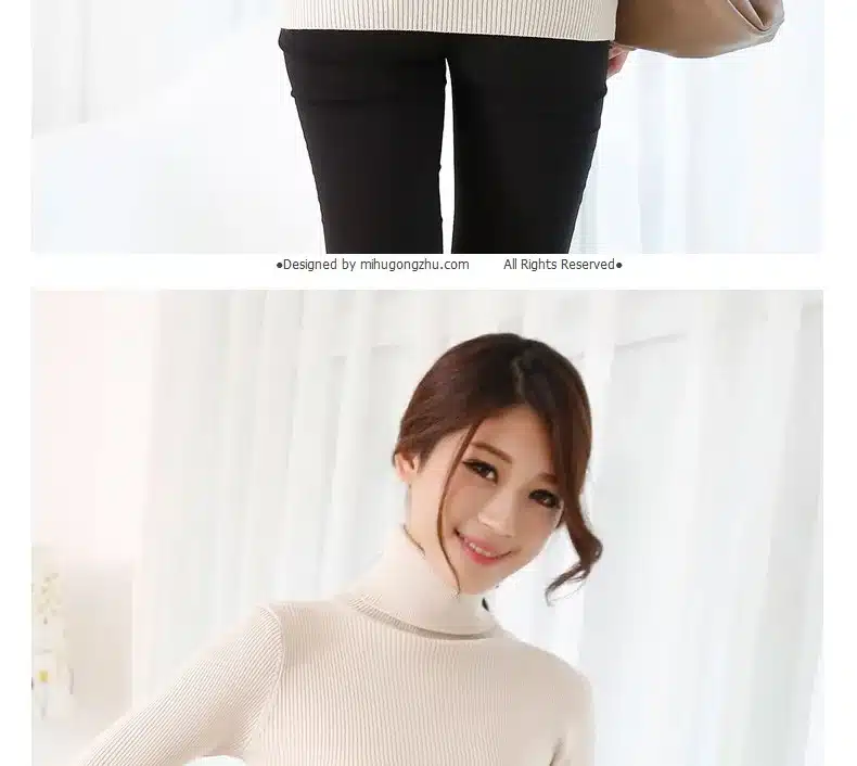 2017 women's slim medium-long turtleneck sweater thickening sweater knitting sweater pattern 23
