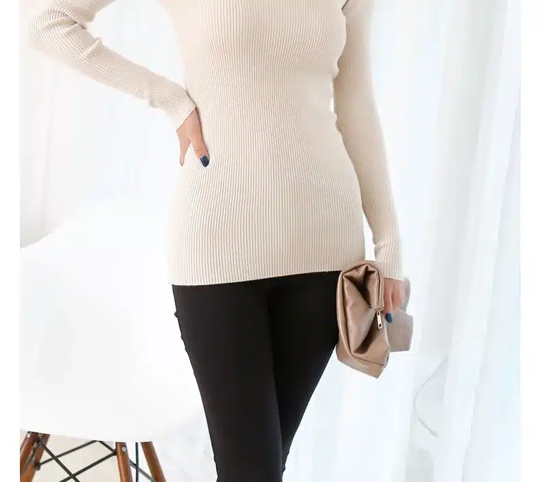 2017 women's slim medium-long turtleneck sweater thickening sweater knitting sweater pattern 24