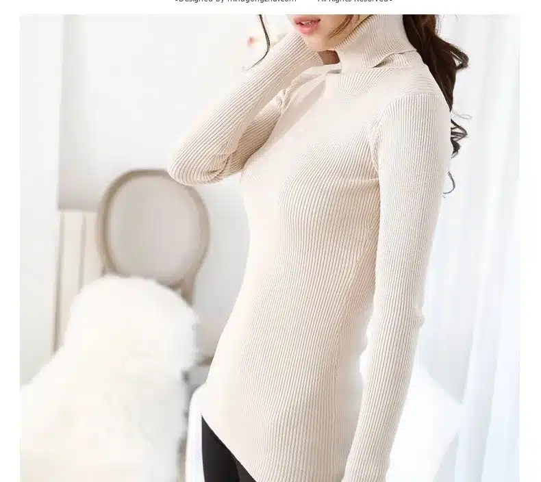 2017 women's slim medium-long turtleneck sweater thickening sweater knitting sweater pattern 26