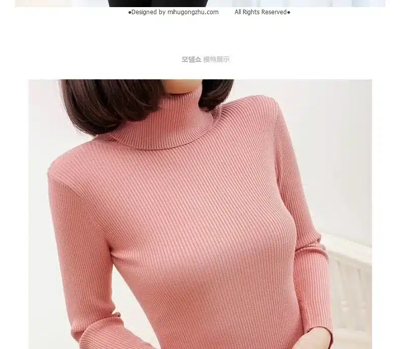 2017 women's slim medium-long turtleneck sweater thickening sweater knitting sweater pattern 28