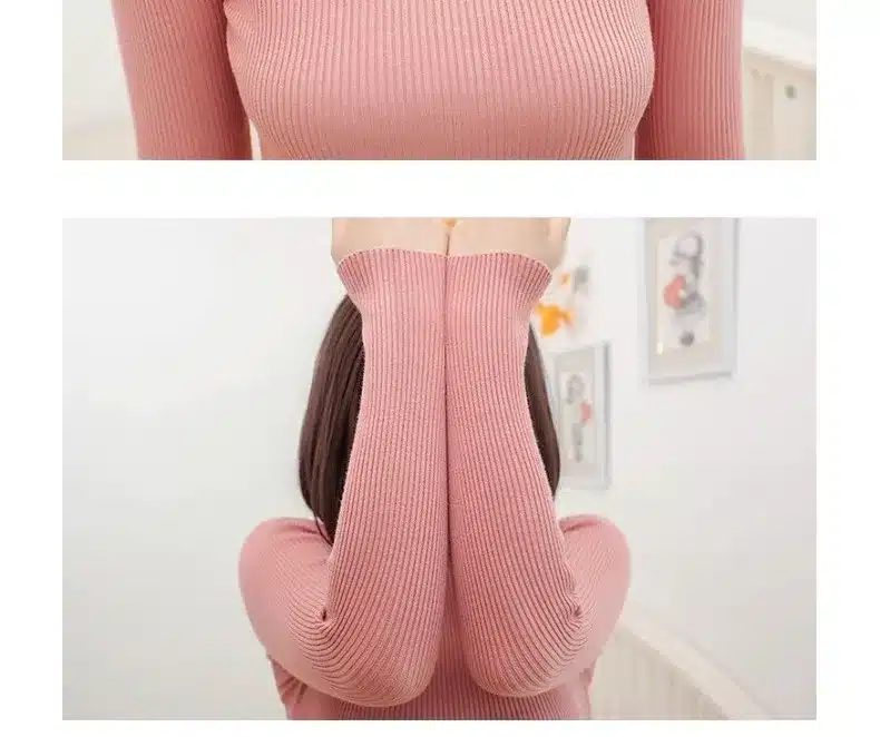 2017 women's slim medium-long turtleneck sweater thickening sweater knitting sweater pattern 32