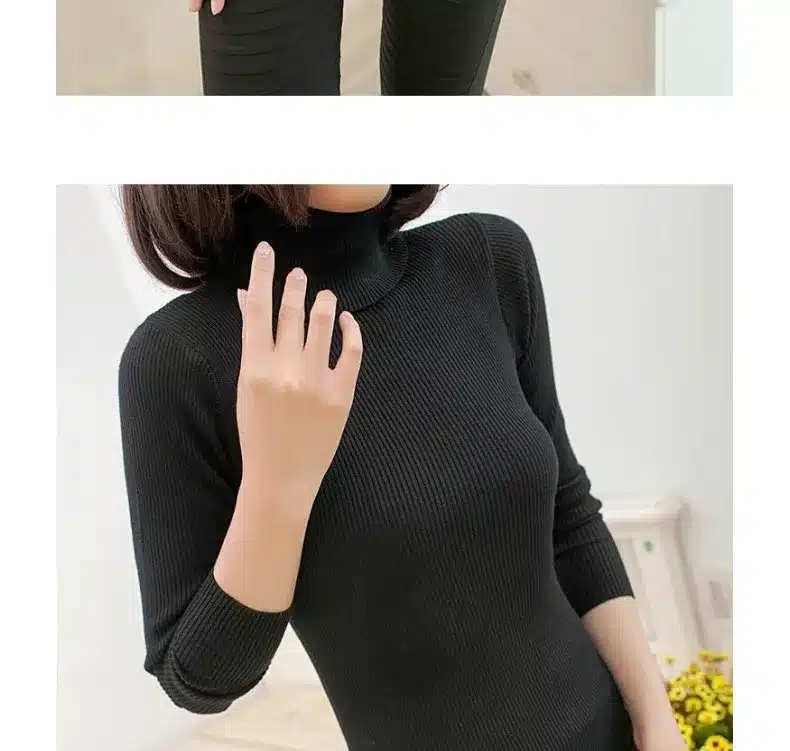2017 women's slim medium-long turtleneck sweater thickening sweater knitting sweater pattern 45