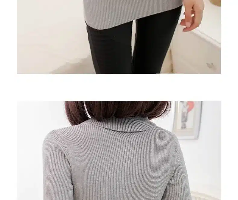 2017 women's slim medium-long turtleneck sweater thickening sweater knitting sweater pattern 50