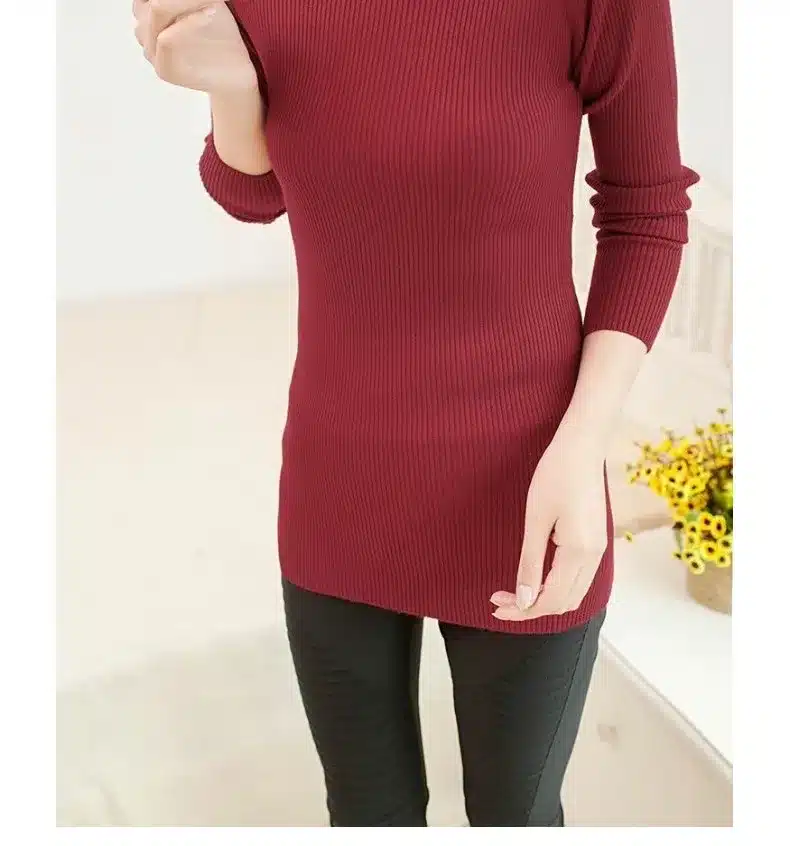 2017 women's slim medium-long turtleneck sweater thickening sweater knitting sweater pattern 54