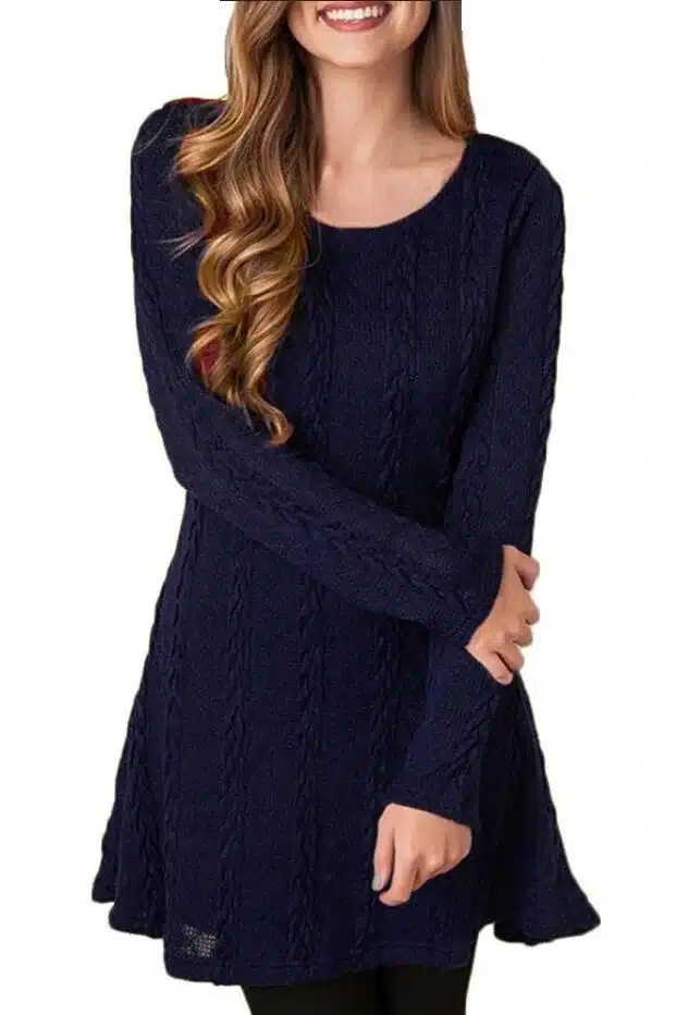 Women Casual Winter Autumn Dress Lady long Sleeve Crewneck Jumper Thin Casual Knitted Sweater Mini Dress Vestidos Mujer 2017New 6