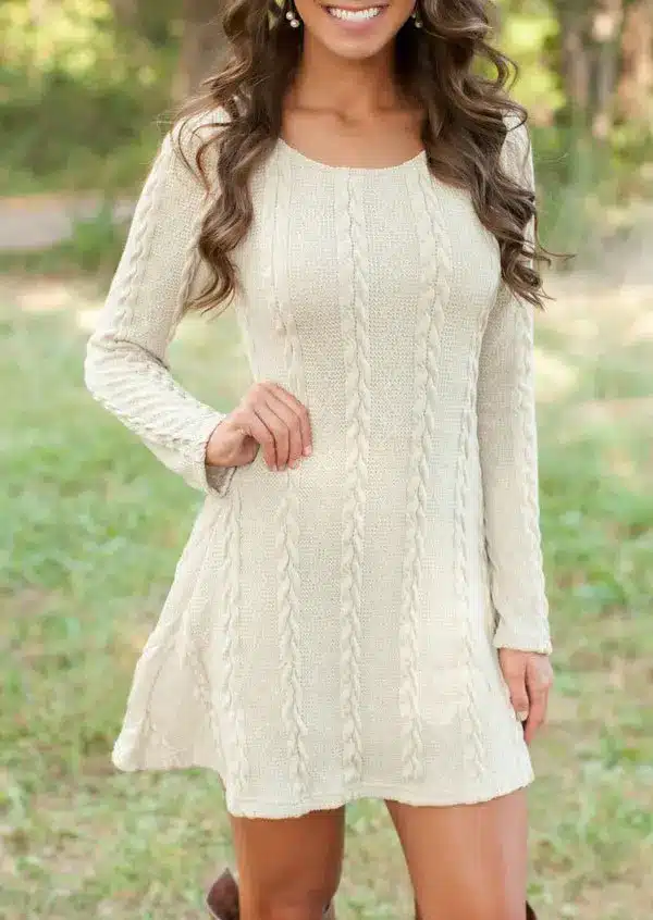 Women Casual Winter Autumn Dress Lady long Sleeve Crewneck Jumper Thin Casual Knitted Sweater Mini Dress Vestidos Mujer 2017New 7