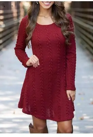 Women Casual Winter Autumn Dress Lady long Sleeve Crewneck Jumper Thin Casual Knitted Sweater Mini Dress Vestidos Mujer 2017New 8