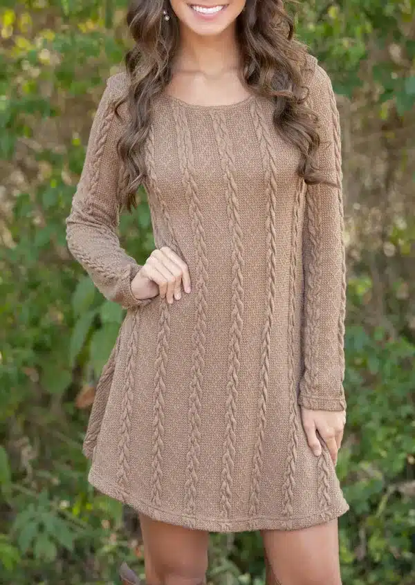 Women Casual Winter Autumn Dress Lady long Sleeve Crewneck Jumper Thin Casual Knitted Sweater Mini Dress Vestidos Mujer 2017New 10