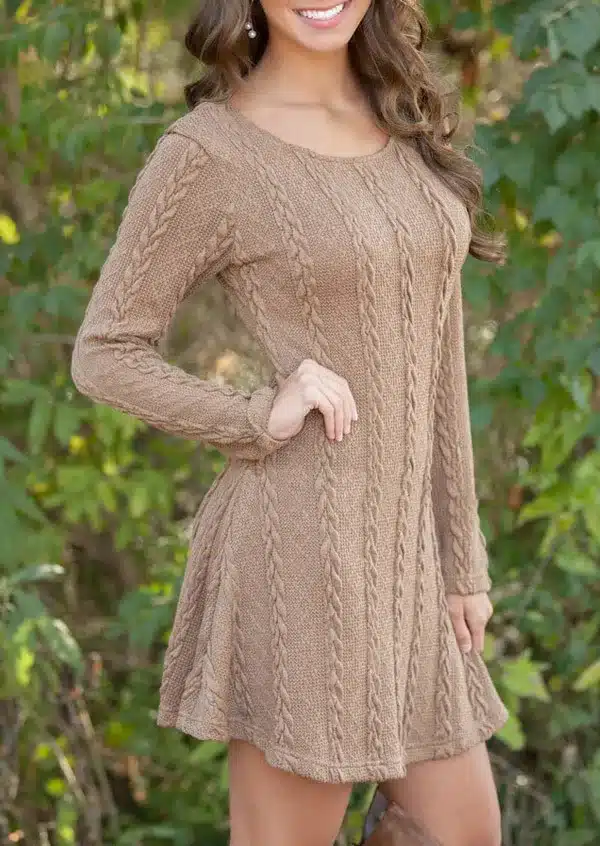 Women Casual Winter Autumn Dress Lady long Sleeve Crewneck Jumper Thin Casual Knitted Sweater Mini Dress Vestidos Mujer 2017New 16