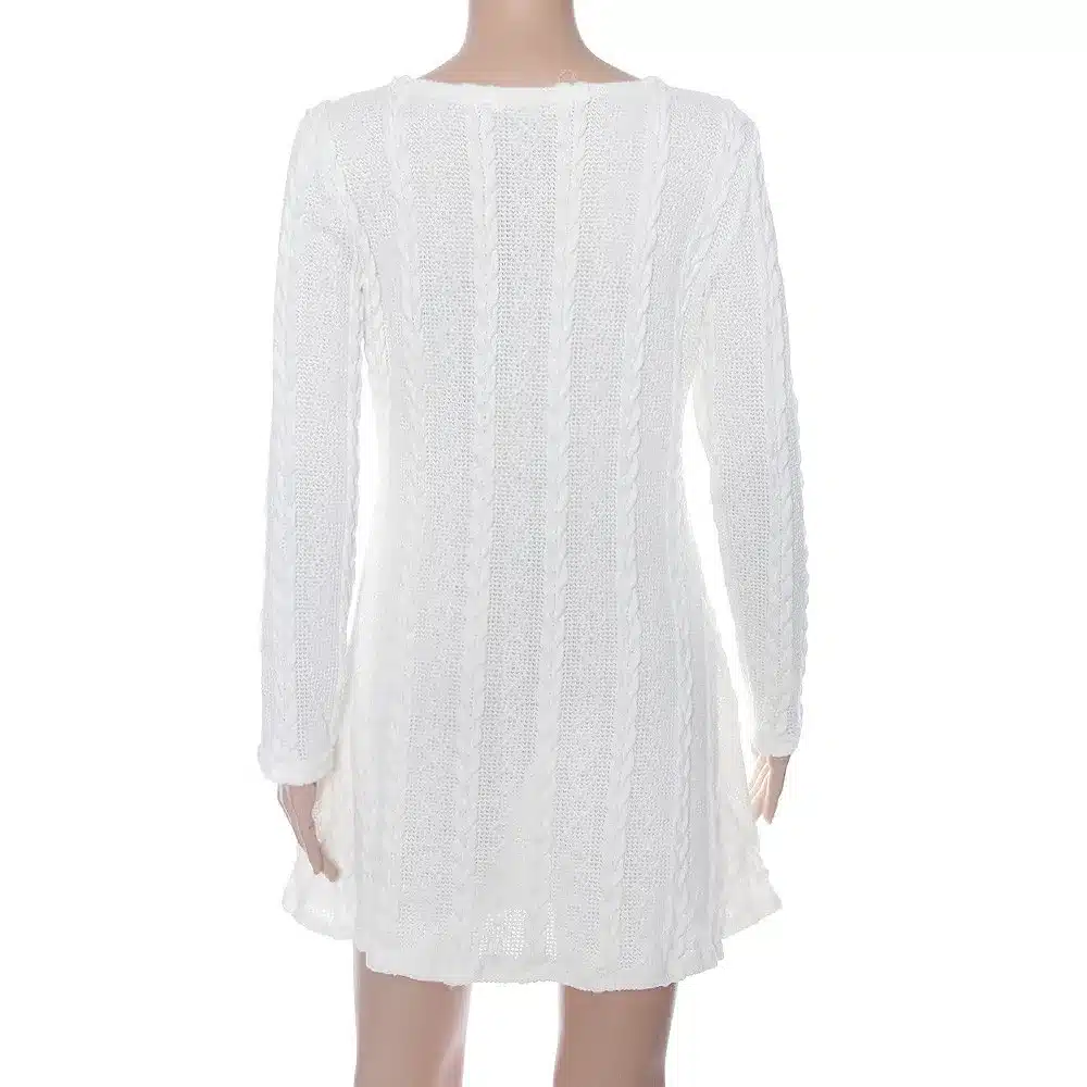Women Casual Winter Autumn Dress Lady long Sleeve Crewneck Jumper Thin Casual Knitted Sweater Mini Dress Vestidos Mujer 2017New 19