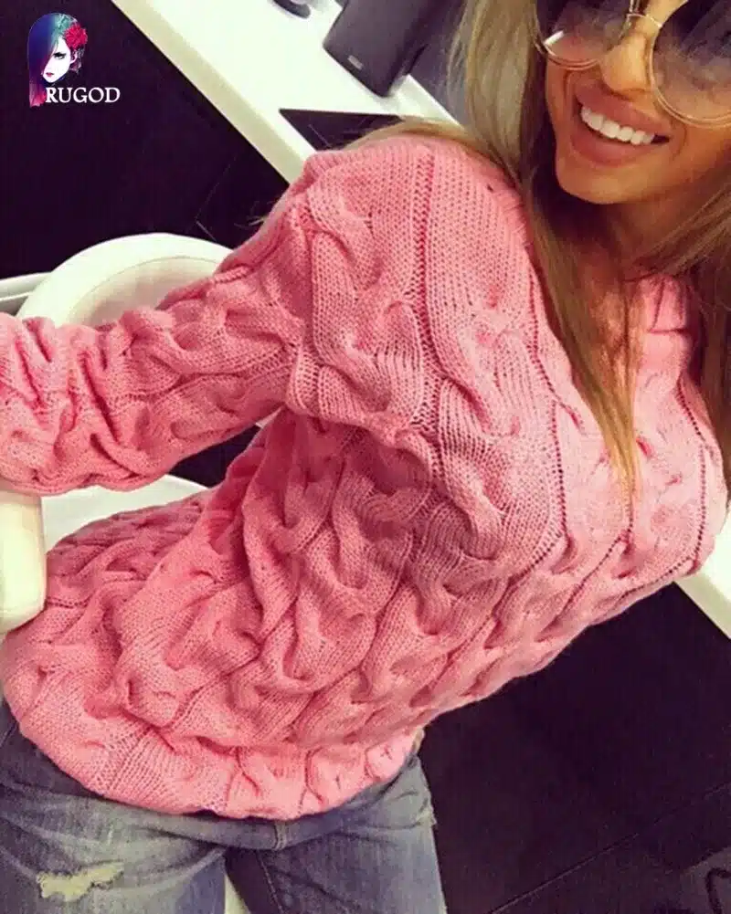 RUGOD Solid Women Sweaters And Pullovers Loose Knitted Pullover Female Tops Autumn&Winter Long Sleeve Jumper Sweater pull femme 21