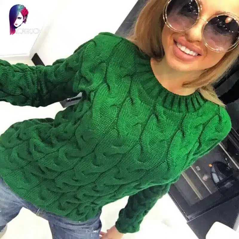 RUGOD Solid Women Sweaters And Pullovers Loose Knitted Pullover Female Tops Autumn&Winter Long Sleeve Jumper Sweater pull femme 24