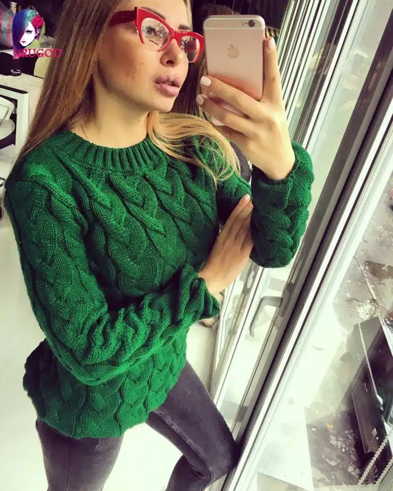 RUGOD Solid Women Sweaters And Pullovers Loose Knitted Pullover Female Tops Autumn&Winter Long Sleeve Jumper Sweater pull femme 27