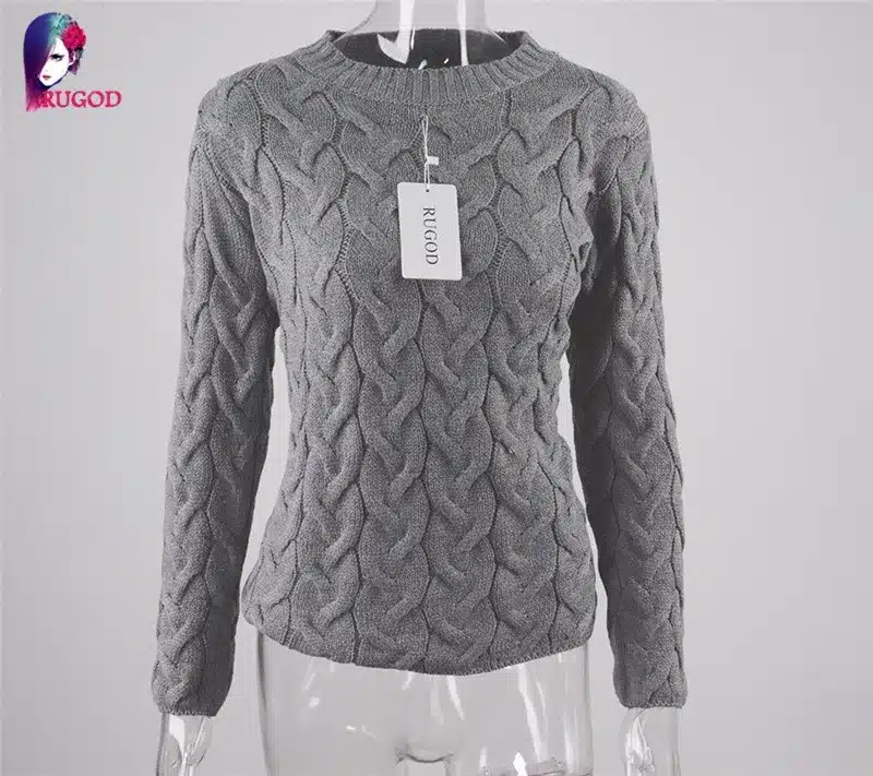 RUGOD Solid Women Sweaters And Pullovers Loose Knitted Pullover Female Tops Autumn&Winter Long Sleeve Jumper Sweater pull femme 51