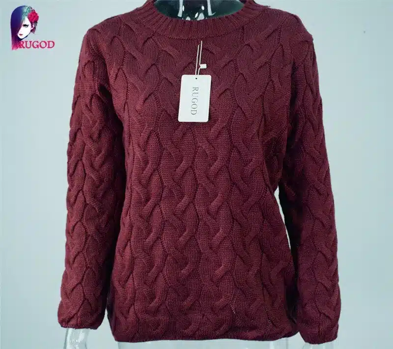 RUGOD Solid Women Sweaters And Pullovers Loose Knitted Pullover Female Tops Autumn&Winter Long Sleeve Jumper Sweater pull femme 54