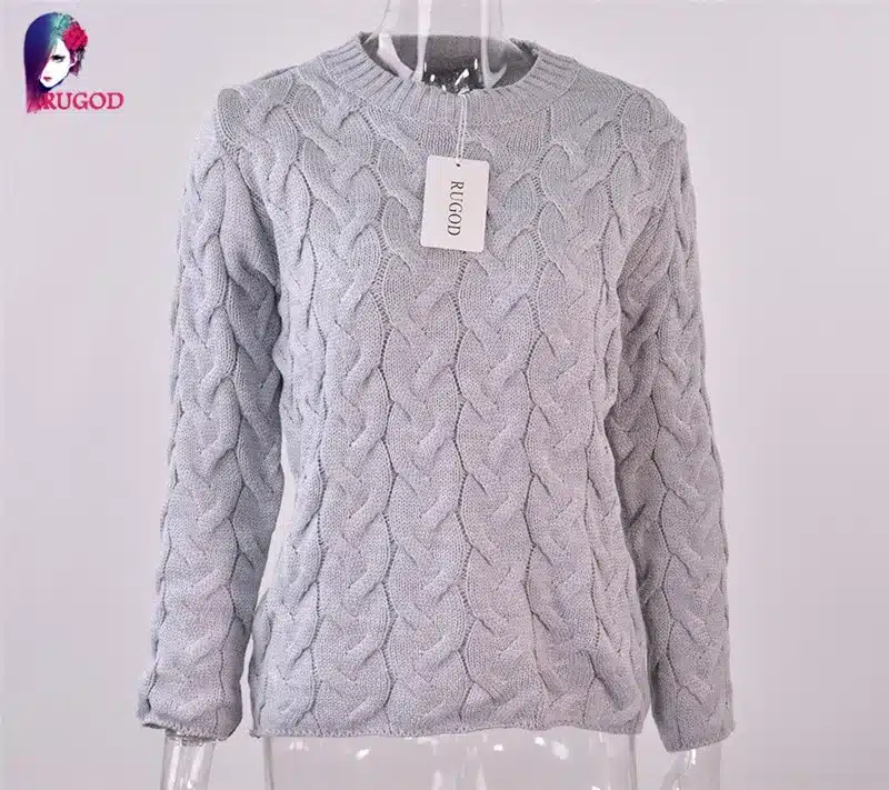 RUGOD Solid Women Sweaters And Pullovers Loose Knitted Pullover Female Tops Autumn&Winter Long Sleeve Jumper Sweater pull femme 61