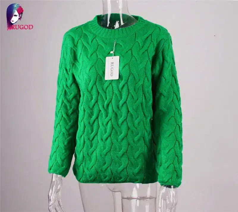 RUGOD Solid Women Sweaters And Pullovers Loose Knitted Pullover Female Tops Autumn&Winter Long Sleeve Jumper Sweater pull femme 64