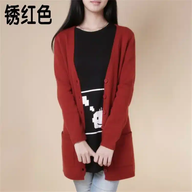 2017 new cardigan women spring autumn long cardigan lady cashmere material loose sweater for female outerwear coat with pockets 12