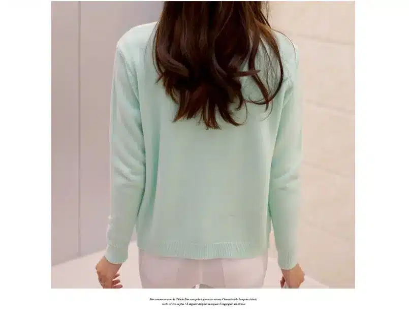 DisappeaRanceLove Brand 2017 spring round neck cardigan sweater large size mercerized cotton solid color wild Slim Jacket 17