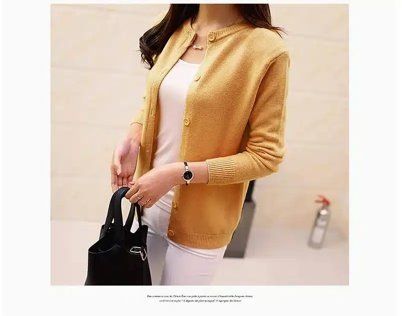 DisappeaRanceLove Brand 2017 spring round neck cardigan sweater large size mercerized cotton solid color wild Slim Jacket 27